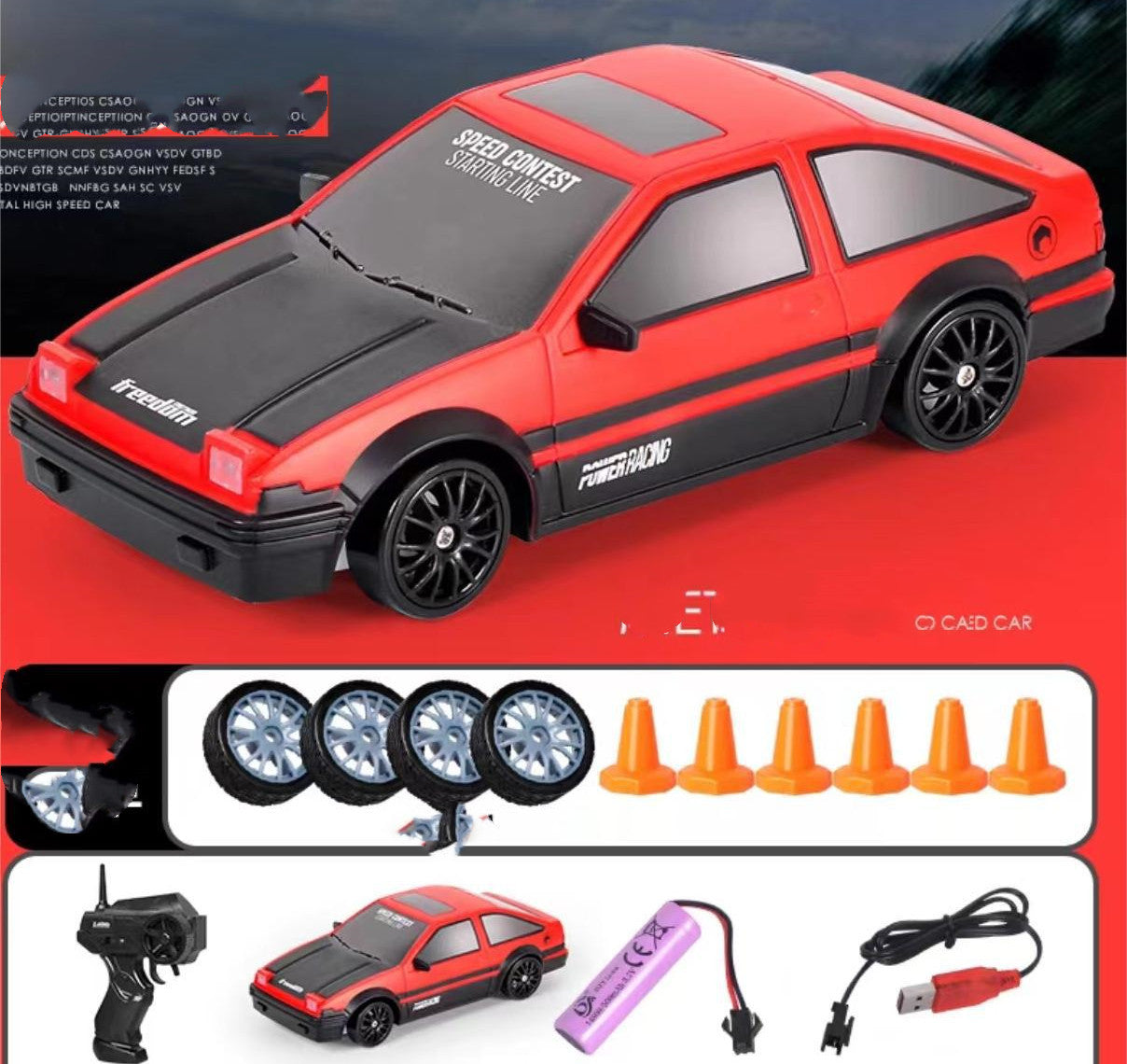 Drift Rc Car 4WD RC Drift Car Toy Remote Control GTR Model AE86 Vehicle